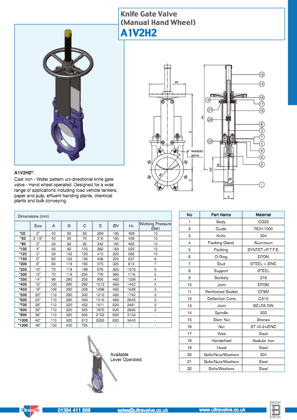 knife gate process valves Ultravalve Ltd